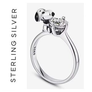 🌟 S925 Sterling Silver Snoopy Diamond Ring